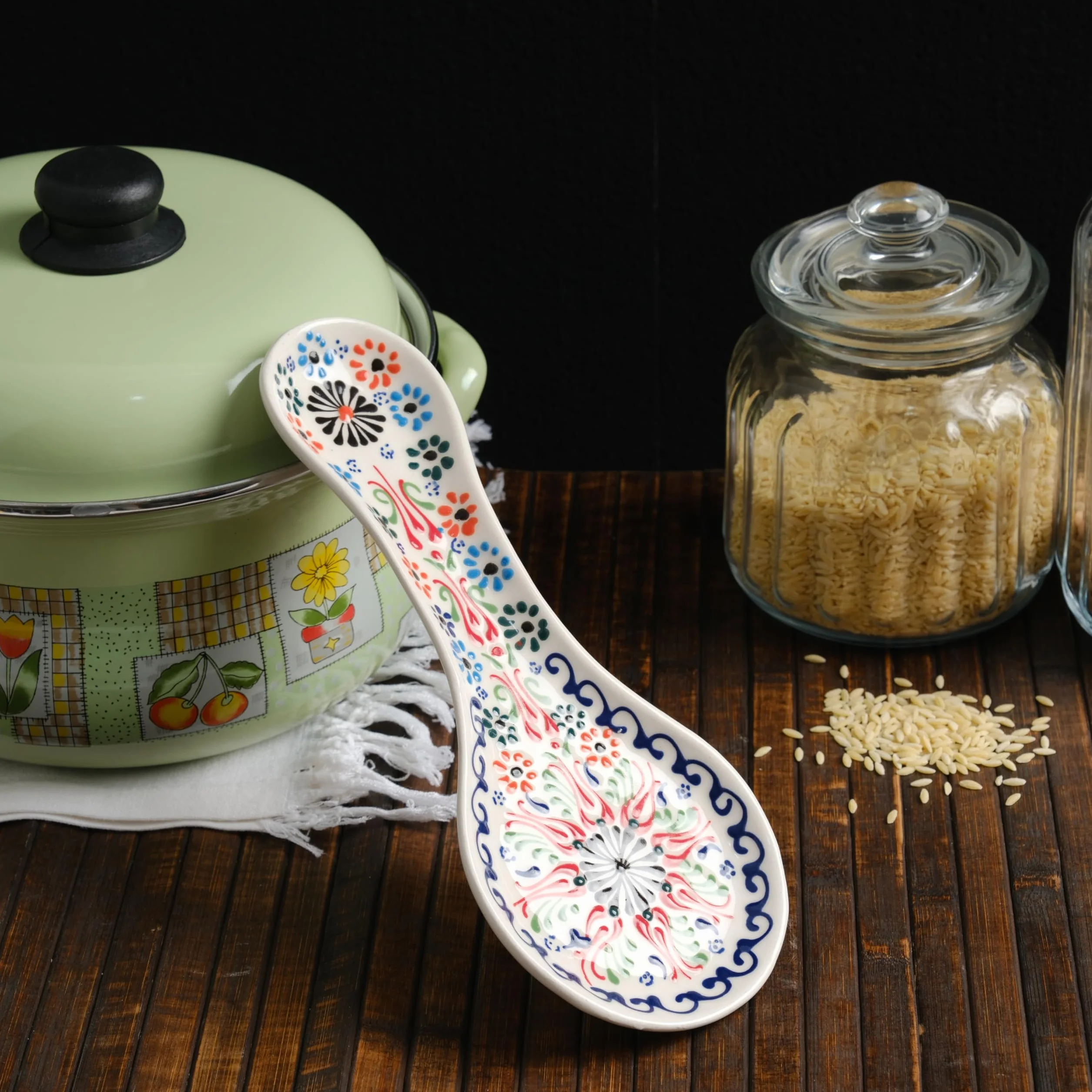 Ręcznie wykonana podstawka na łyżkę, ceramiczna podstawka na łyżkę do kuchenki, 25 cm, podstawka na łyżkę do blatu kuchennego, nadaje się do mycia w zmywarce, uchwyt na łyżkę do kuchenki, prezent na