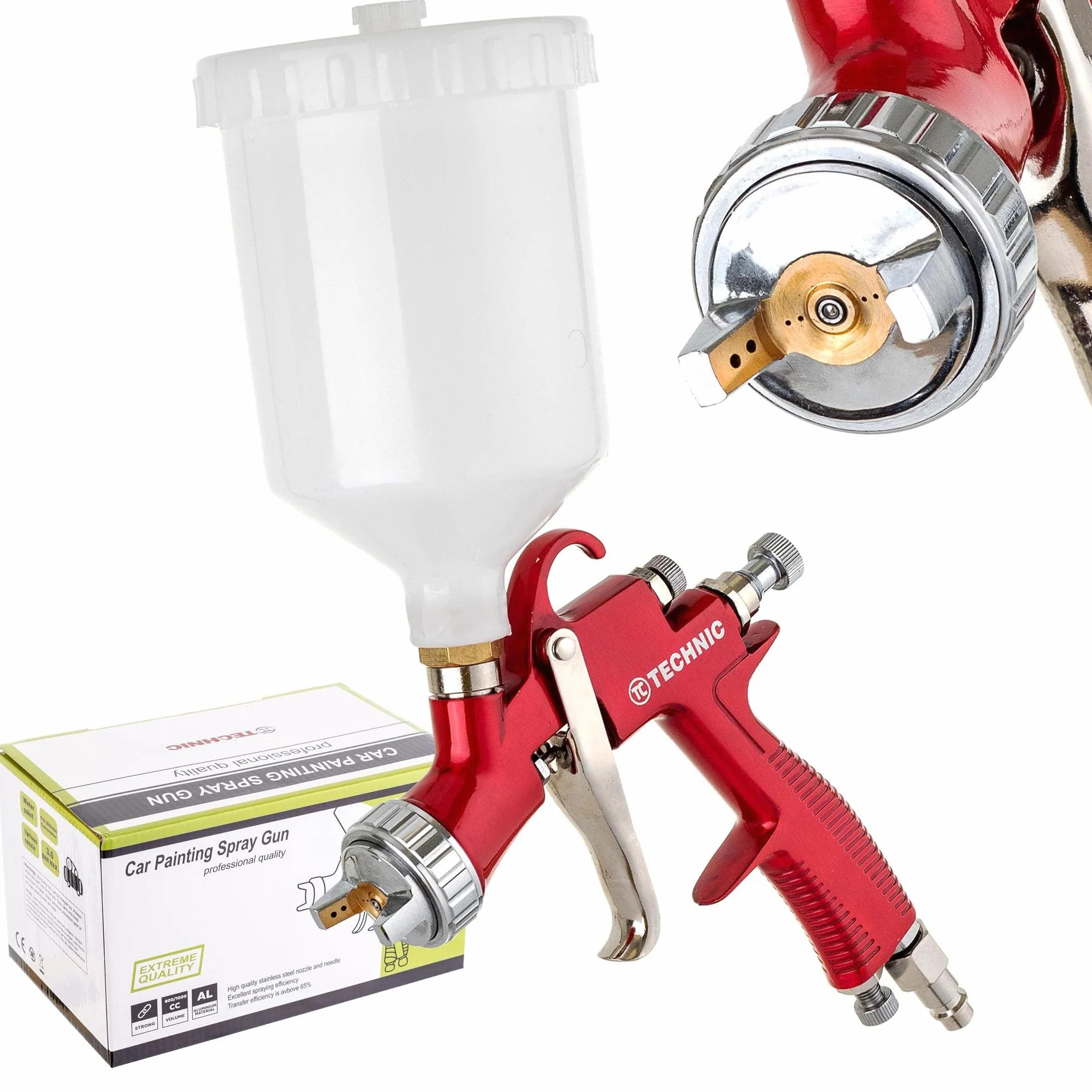 LVLP Technology Pistolet natryskowy L-500 dysza 1,5 mm, trwały, pojemność 600 ml, do lakierowania, trzy tryby regulacji, bardzo cienka warstwa farby, bardzo precyzyjny