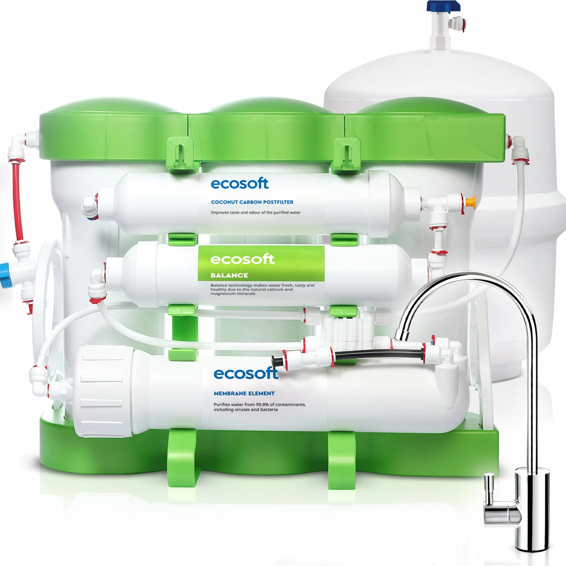 Ecosoft PURE Balance Kompaktowy filtr odwróconej osmozy | Bez pompy | Poprawia smak domowej wody pitnej