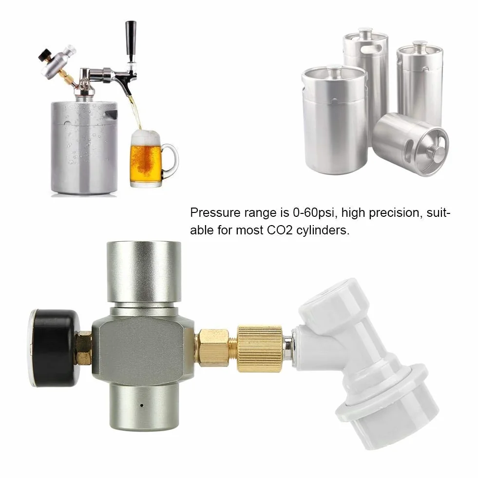 Fdit Keg Charger mini regulator CO2 do piwa z instrukcją bezpieczeństwa (może nie być dostępna w języku polskim), zawór ograniczający ciśnienie 0-60 psi, wielokrotne pakowanie