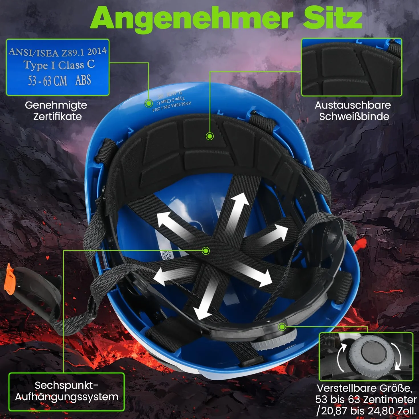 GREEN DEVIL EN397 & EN166 kask ochronny z certyfikatem przemysłowym z przyciemnianym + przezroczystym wizjerem | kask ochronny z podwójnym wizjerem do budownictwa, rzemiosła i przemysłu | wentylowany