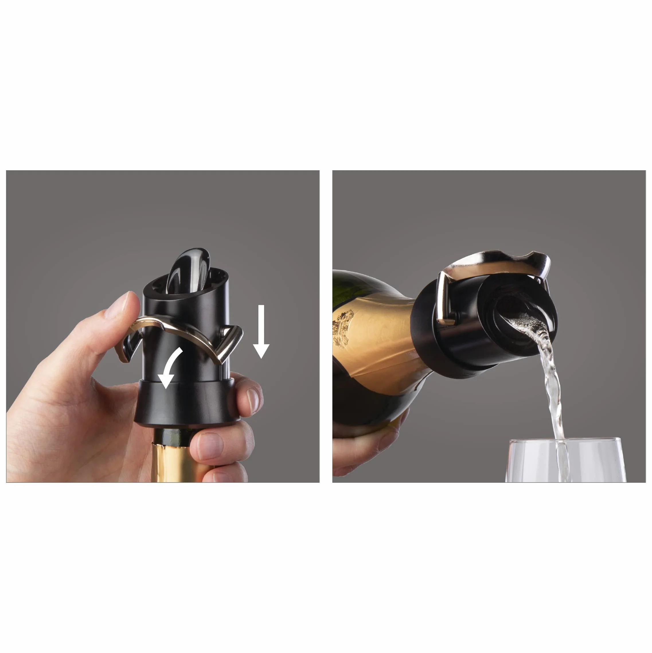 Vacu Vin Champagne Saver korek i nalewak czarny 59 ml