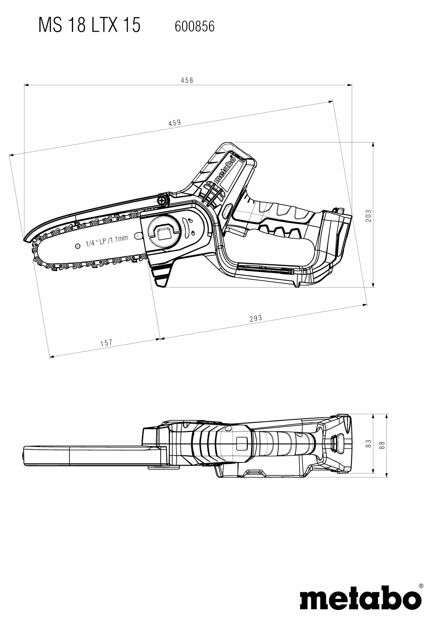 Metabo Akumulatorowa Piła Do Drewna 15 cm - Mała Piła Łańcuchowa Bez Akumulatora i MetaBox, Piła Ogrodowa 600856850