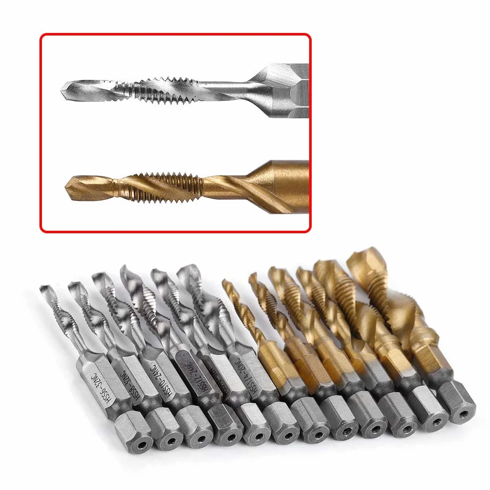 12 szt. M3 M10 Hex Nk Plated Hss S Gwint I Wiertła do Gwintowania Funkcja Encjalna Te Wiertła I Gwintowniki Hss Arm5 Zestaw wierteł do Gwintowników Zestaw wierteł do Gwintowników