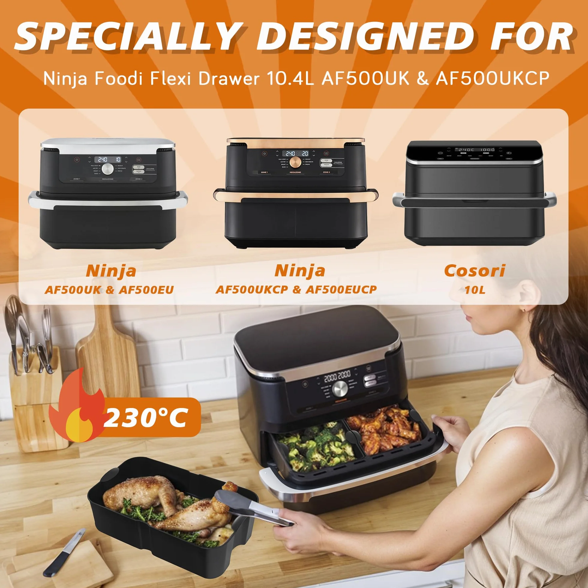 Pietuley 29 Sztuki Akcesoria do Frytkownicy na Gorące Powietrze do Ninja Foodi Dual Flexdrawer AF500EU 10,4 l, Airfryer Akcesoria do Cosori Dual Blaze 10 l, Silikonowa Forma do Pieczenia do Airfryer