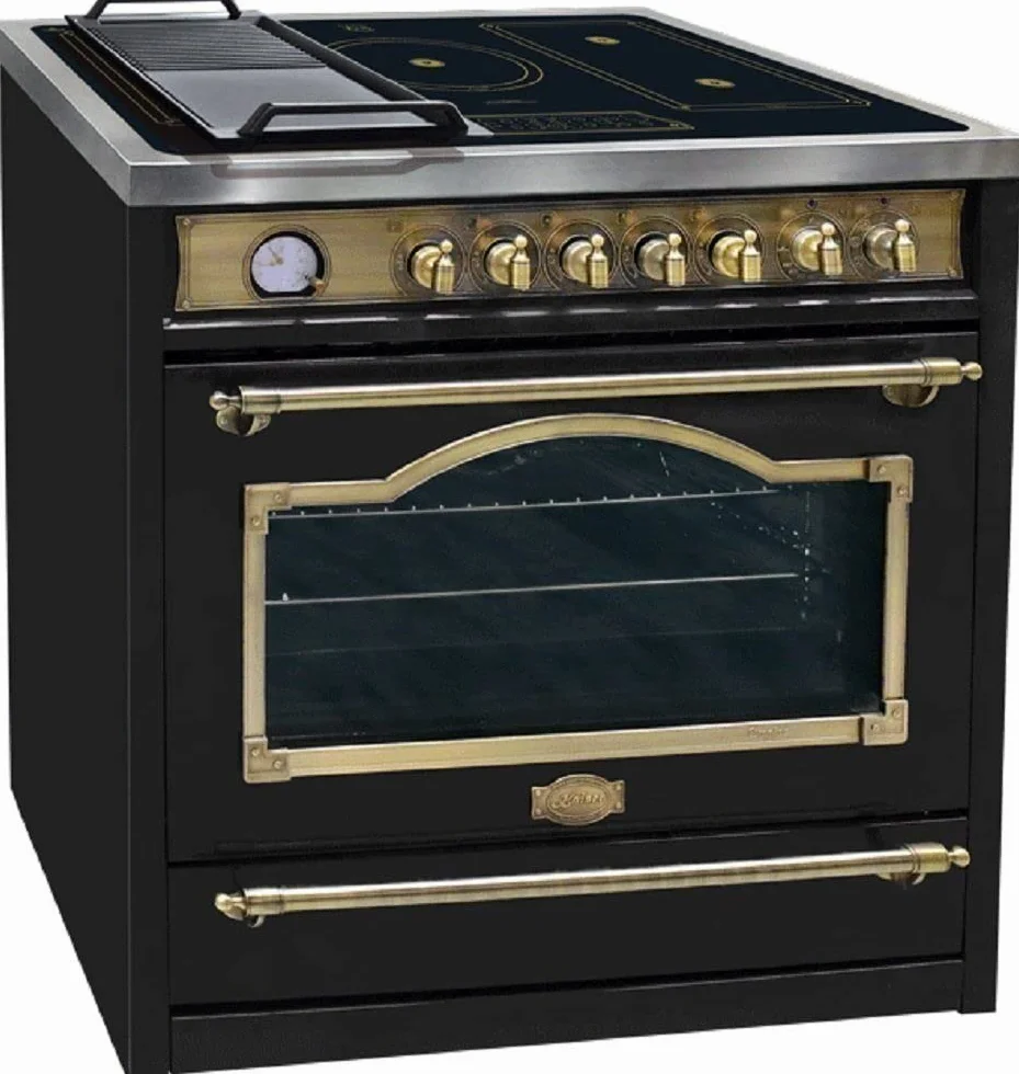 KAISER Kuchenka indukcyjna HC 93655 IEm, elektryczna kuchenka stojąca 90 cm/Kaiser Empire Black/Multi 8 wielofunkcyjny piekarnik elektryczny z płytą indukcyjną