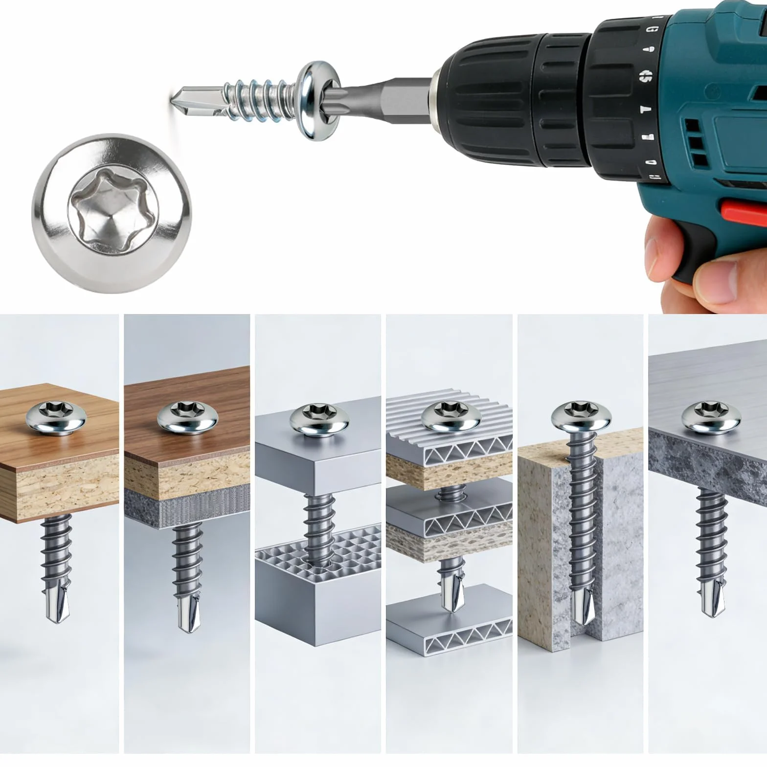 110 sztuk wkrętów Torx ze stali nierdzewnej, z łbem soczewkowym, samowiercące śruby M4,2 x 25 mm, wkręty samogwintujące ze stali nierdzewnej 410, wkręty do blachy, DIN 7504, do metalu do
