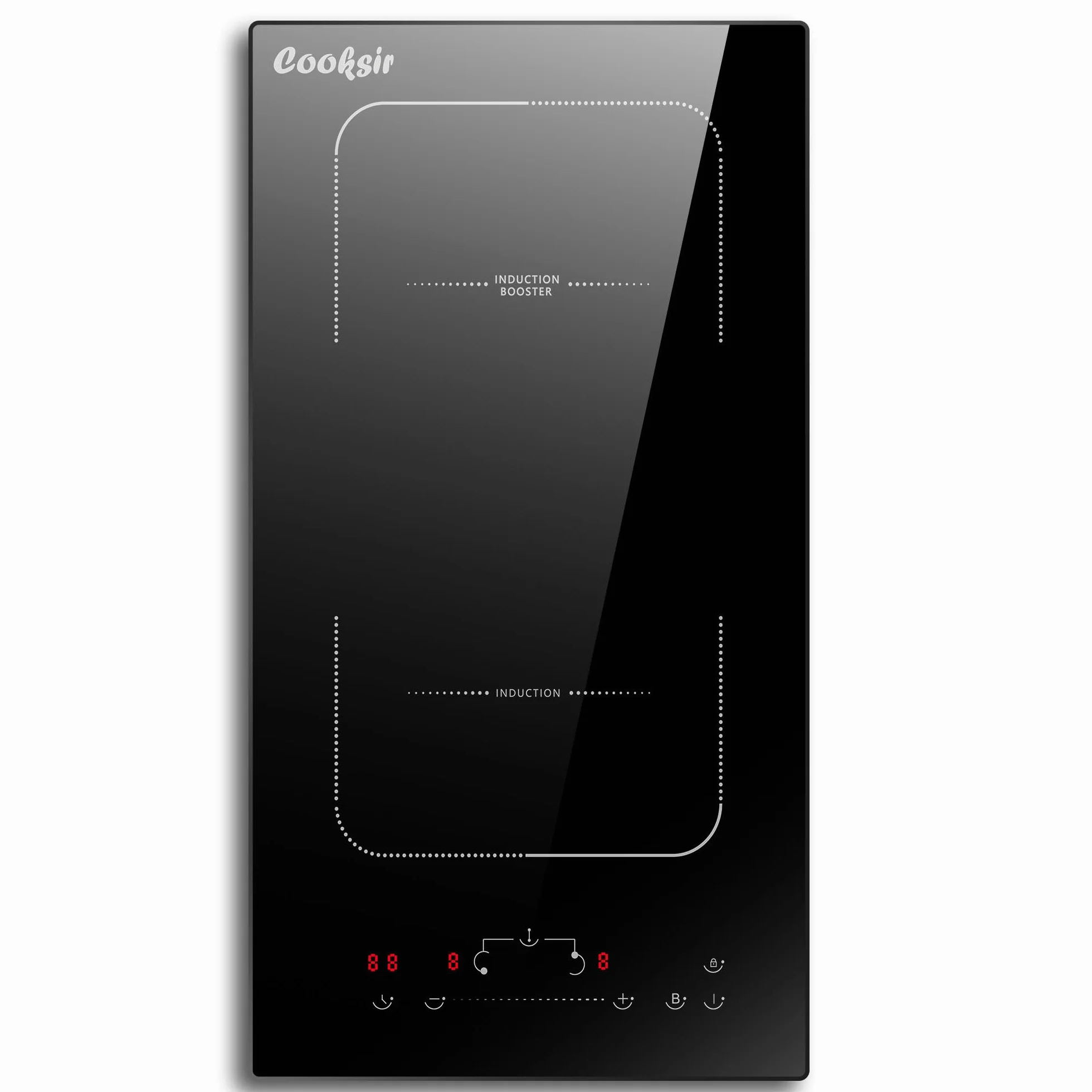 Płyta indukcyjna z wtyczką, płyta grzewcza 2 płyty, 29 cm, wbudowana, 3500 W, podwójna płyta kuchenna z flexzone, zamek bezpieczeństwa, suwak Touch Control, płyty indukcyjne