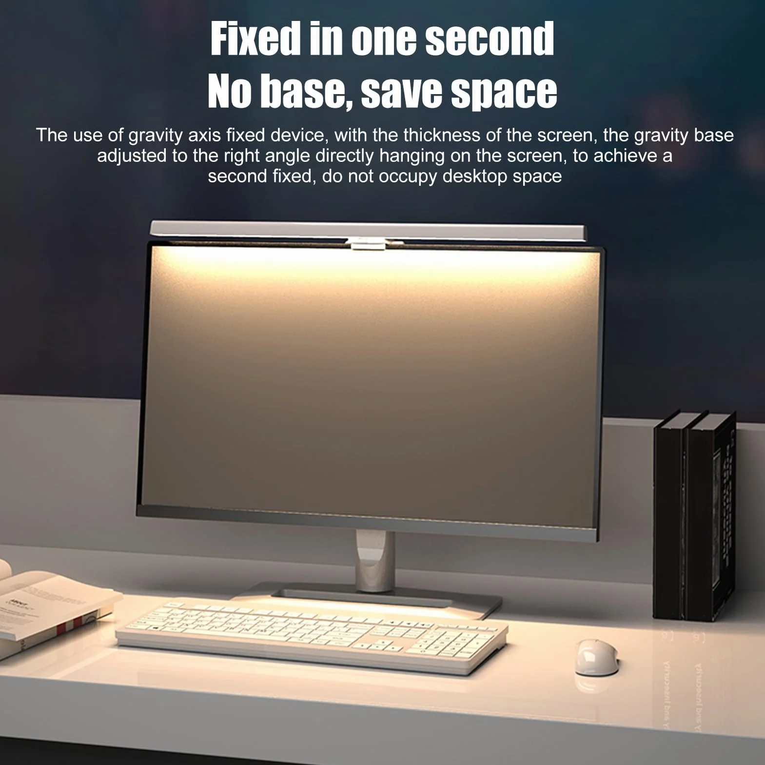 Ejoyous Lampa PC Bar 50 cm, oświetlenie LED do laptopa, lampa monitora, bezprzewodowa, PC, lampa do komputera, lampa na ekran, klips, regulowana jasność i temperatura barwowa, antyniebieska (biała)