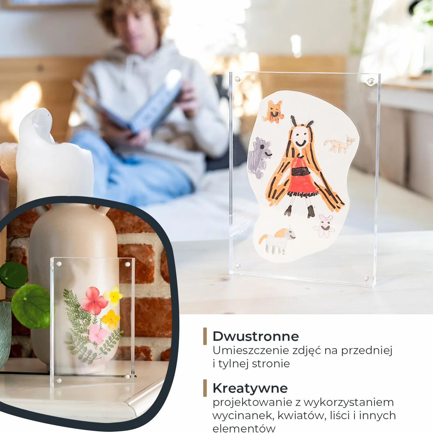 HMF 46972 magnetyczna ramka na zdjęcia ze szkła akrylowego, przezroczysta, 10 x 15 cm