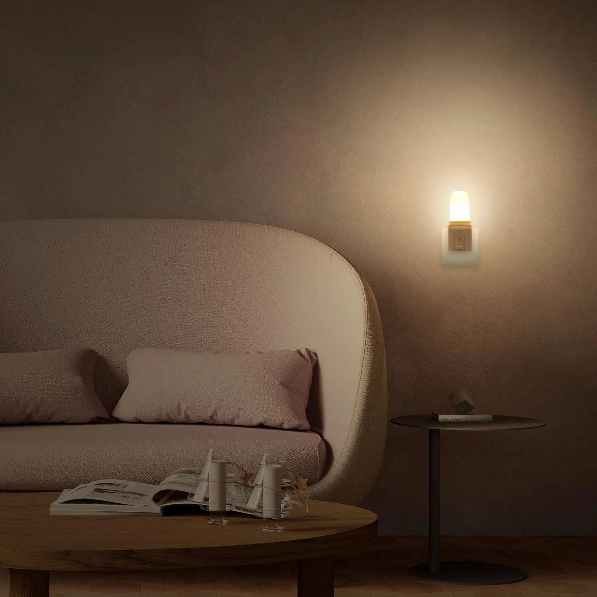 Lampka nocna do gniazdka cylindryczna 1 szt., 1W 3000K ciepłe światło, bezpieczna dla osób starszych