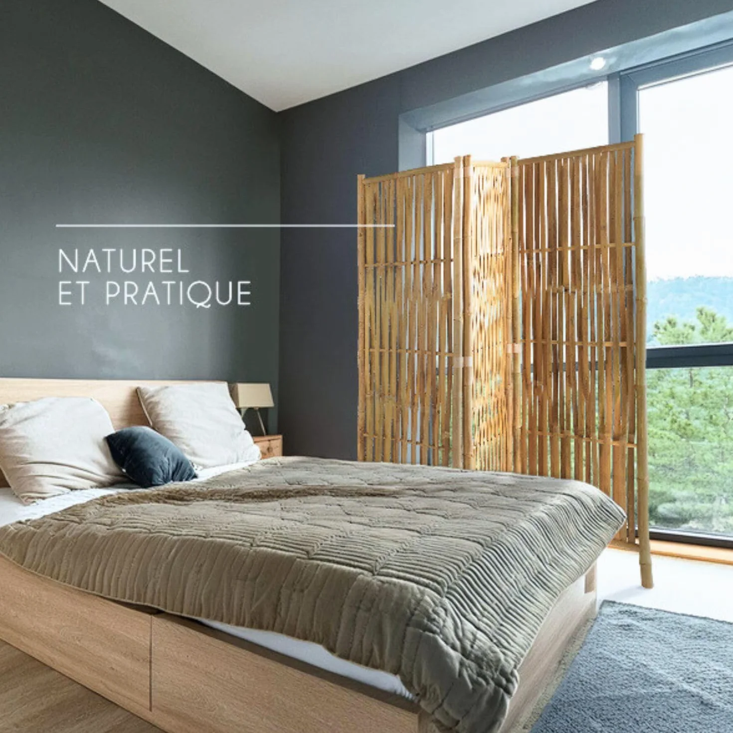 Parawan bambusowy - naturalny - 180x160 cm (4 panele)