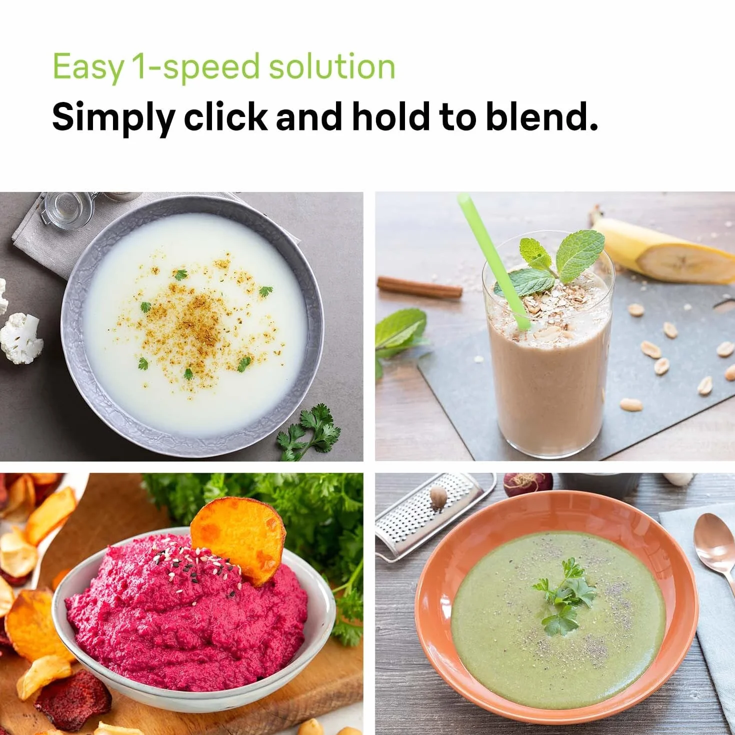 Braun MQ10.001M MultiQuick 1 blender ręczny – bardzo lekki blender z podstawą ze stali nierdzewnej i systemem EasyTwist, w zestawie kubek do miksowania i miarki 600 ml, 450 W, biały