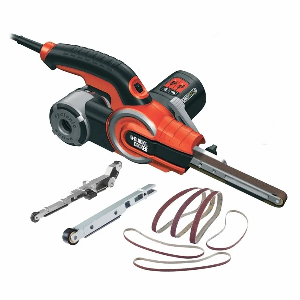 BLACK+DECKER Pilnik elektryczny 400 W z układem odsysania pyłu Cyclonic Action, szlifierka taśmowa, KA902EK-QS