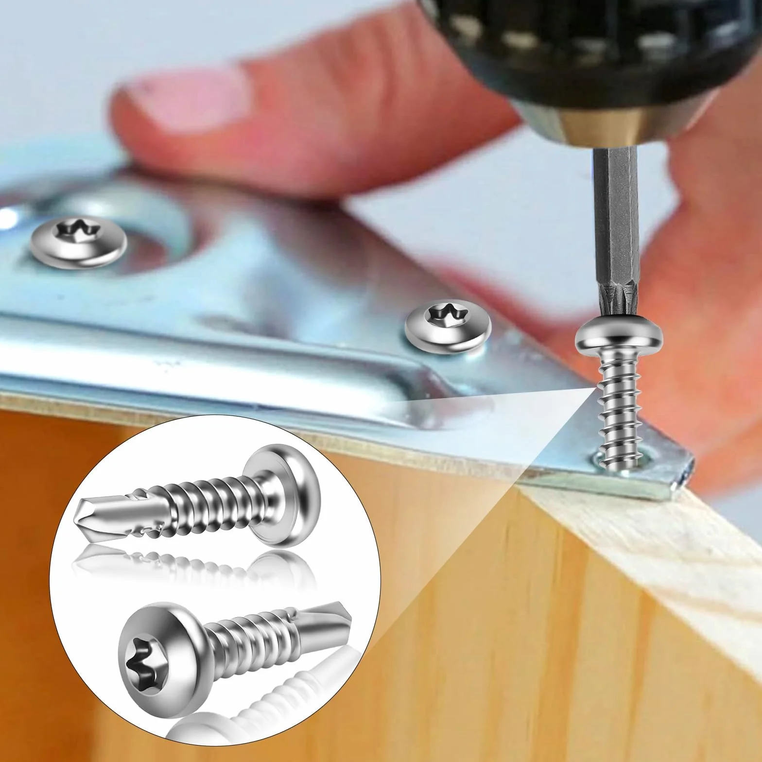60 sztuk 410, wkręty samowiercące, z łbem soczewkowym, M4,8 x 50 mm, z łbem okrągłym, samowiercące, stal nierdzewna, metalowe śruby dachowe