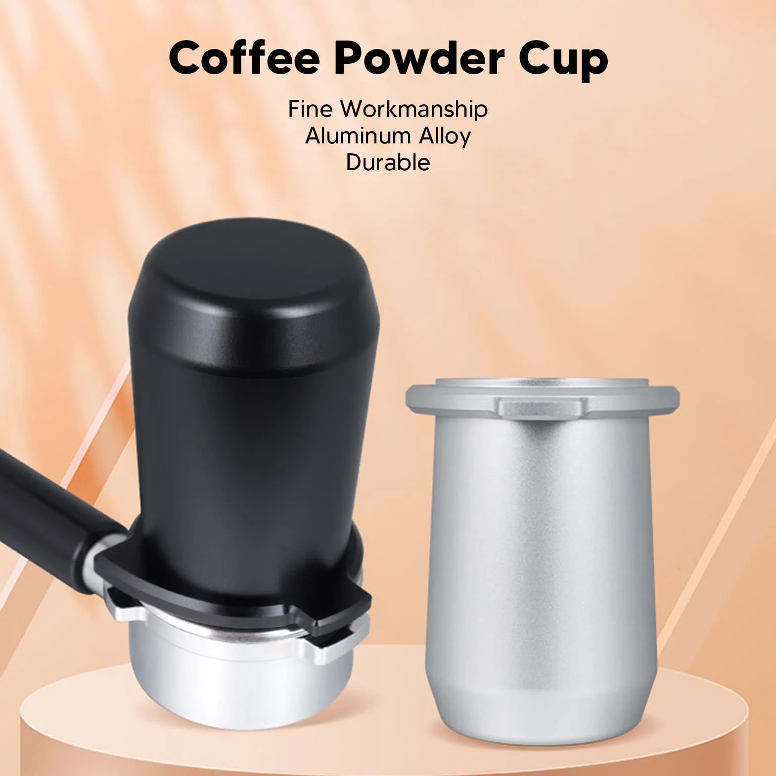 54mm kubek dozujący kawę ze stopu aluminium młynek do kawy espresso kubek w proszku podajnik kawy w proszku część (Black)