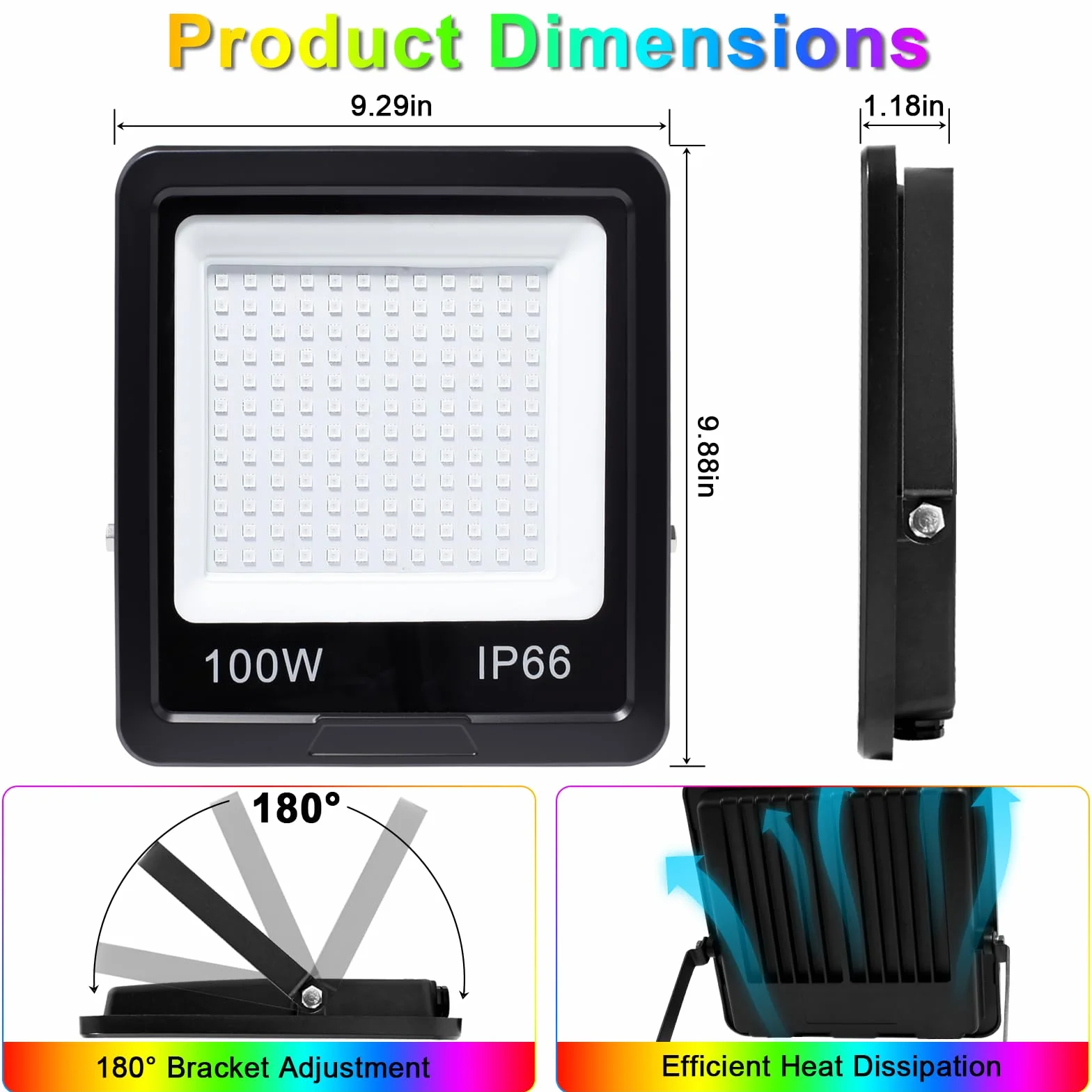 Zewnętrzny reflektor LED RGB 100 W