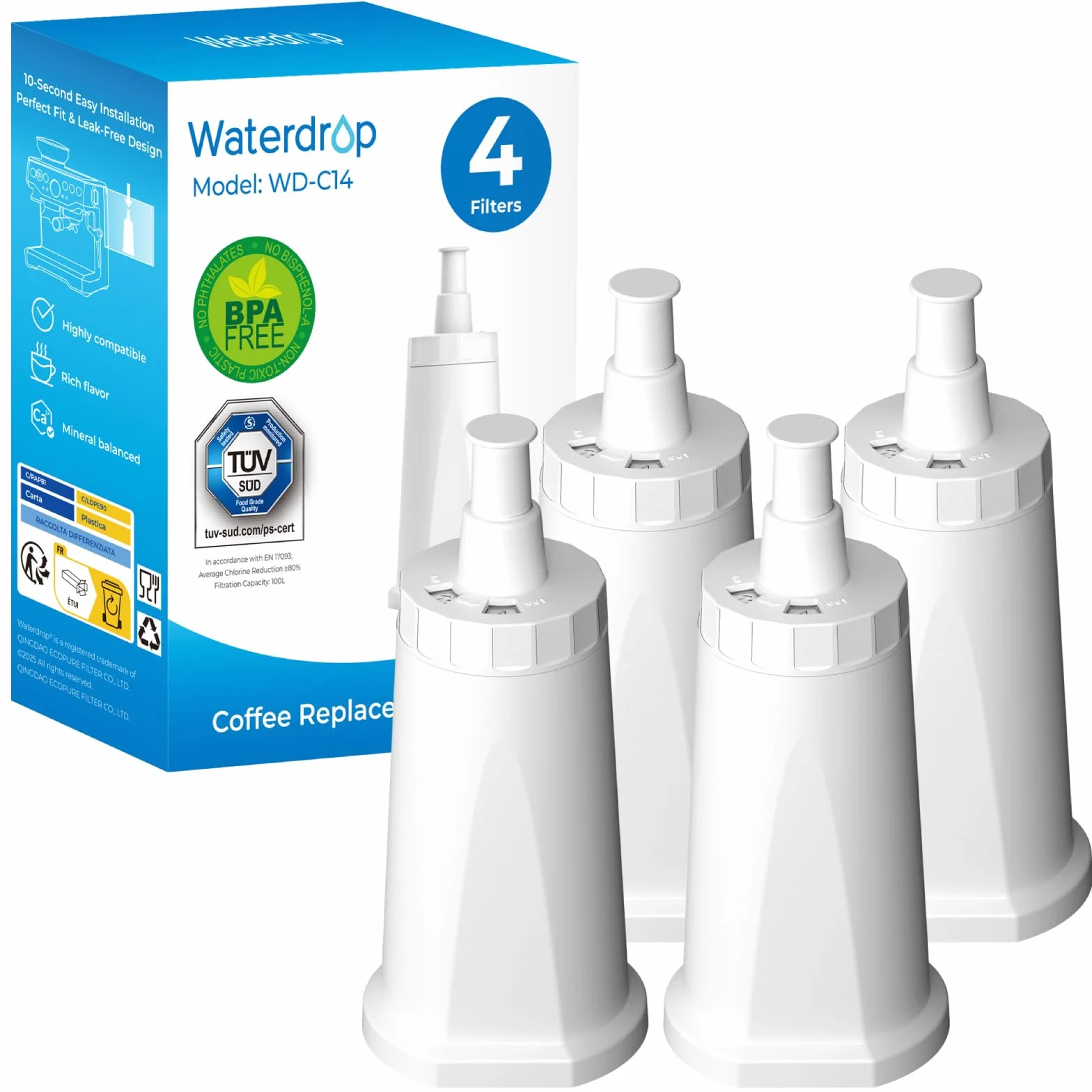 Waterdrop TÜV SÜD Wymienny Filtr do Kawy Kompatybilny z Sage Claro BES008 do SES810/SES875/SES880/SES920/SES980/SES990 (4)