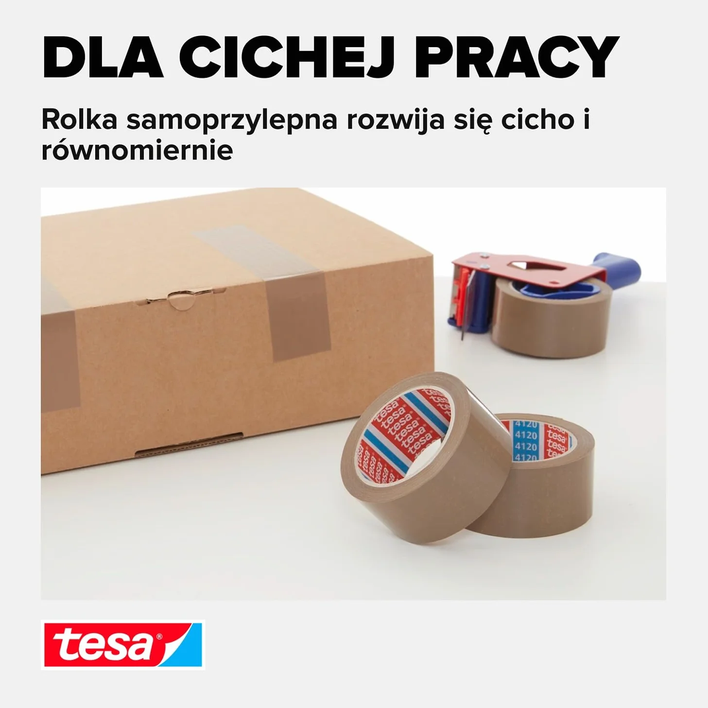 tesapack® PROMO mocna taśma pakowa w zestawie z dyspenserem – taśma samoprzylepna z aplikatorem tesapack® – ciche odwijanie – duża wytrzymałość – do ciężkich paczek