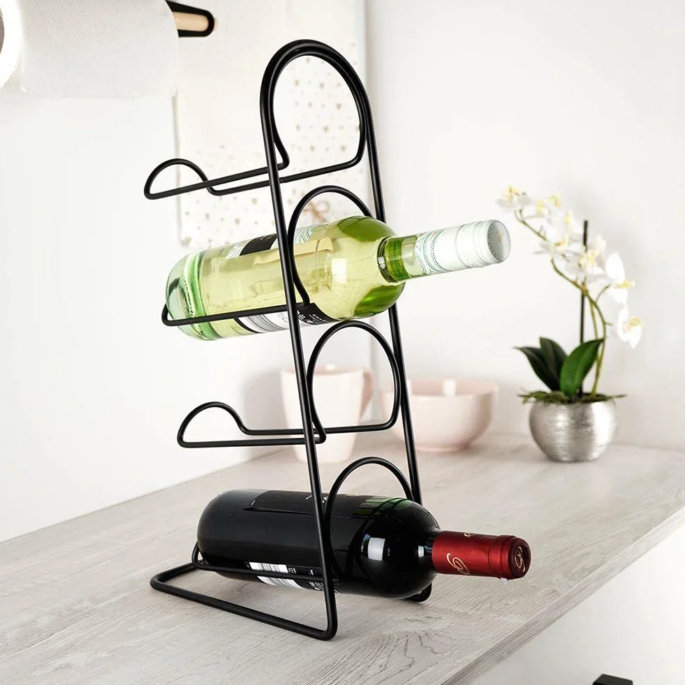 STOJAK NA WINO REGAŁ 4 BUTELKI METALOWY 21x12x43cm