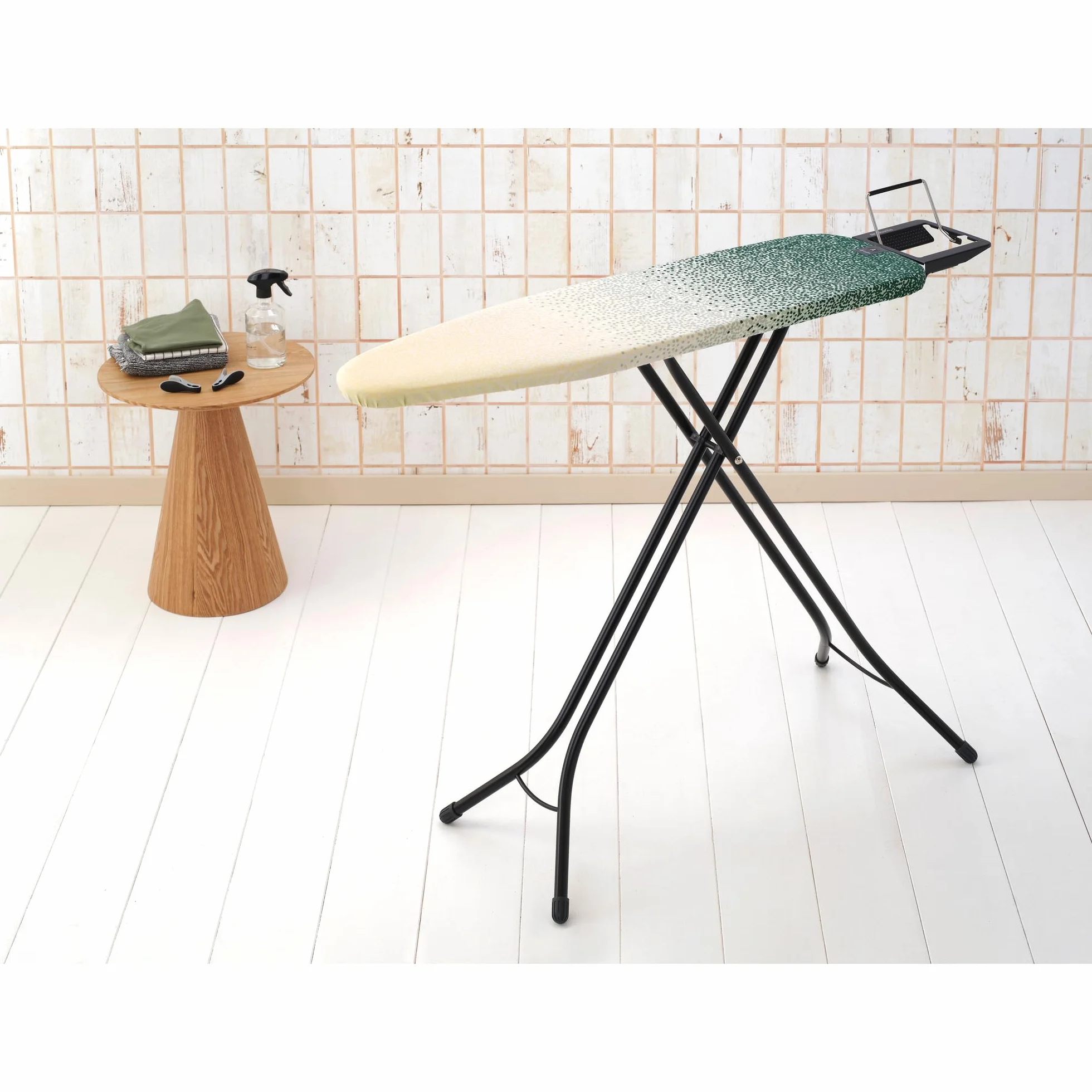 Brabantia - Ironing Board A - With Adjustable Iron Rest - Adjustable Height - Non-Slip Rubber Feet - 100% Fairtrade Cotton Cover with Foam Layer - Foldable - New Dawn - Size A (110x30 cm)