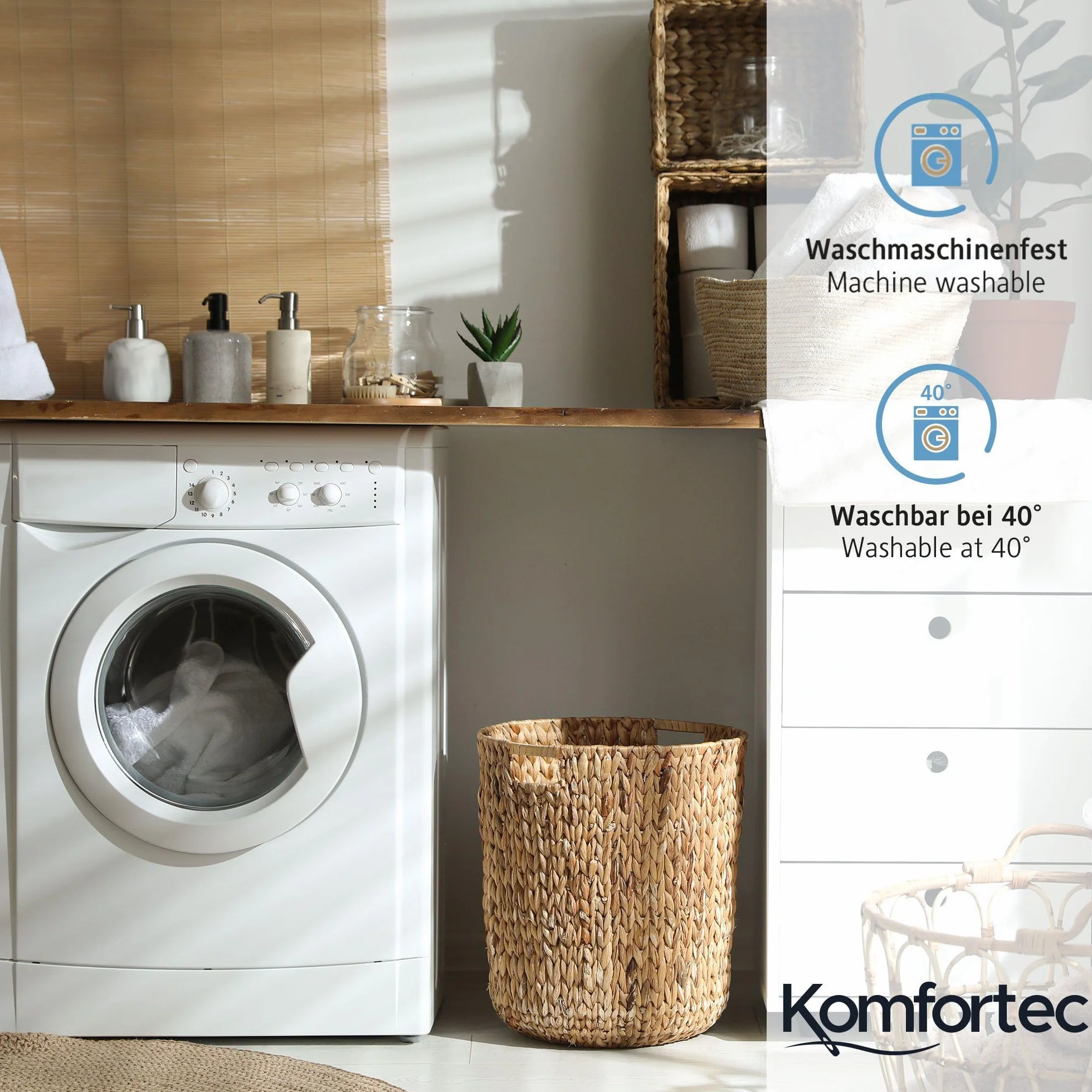Komfortec Wodoodporny bawełniany ochraniacz na materac 180 x 200 cm, oddychająca nakładka na materac