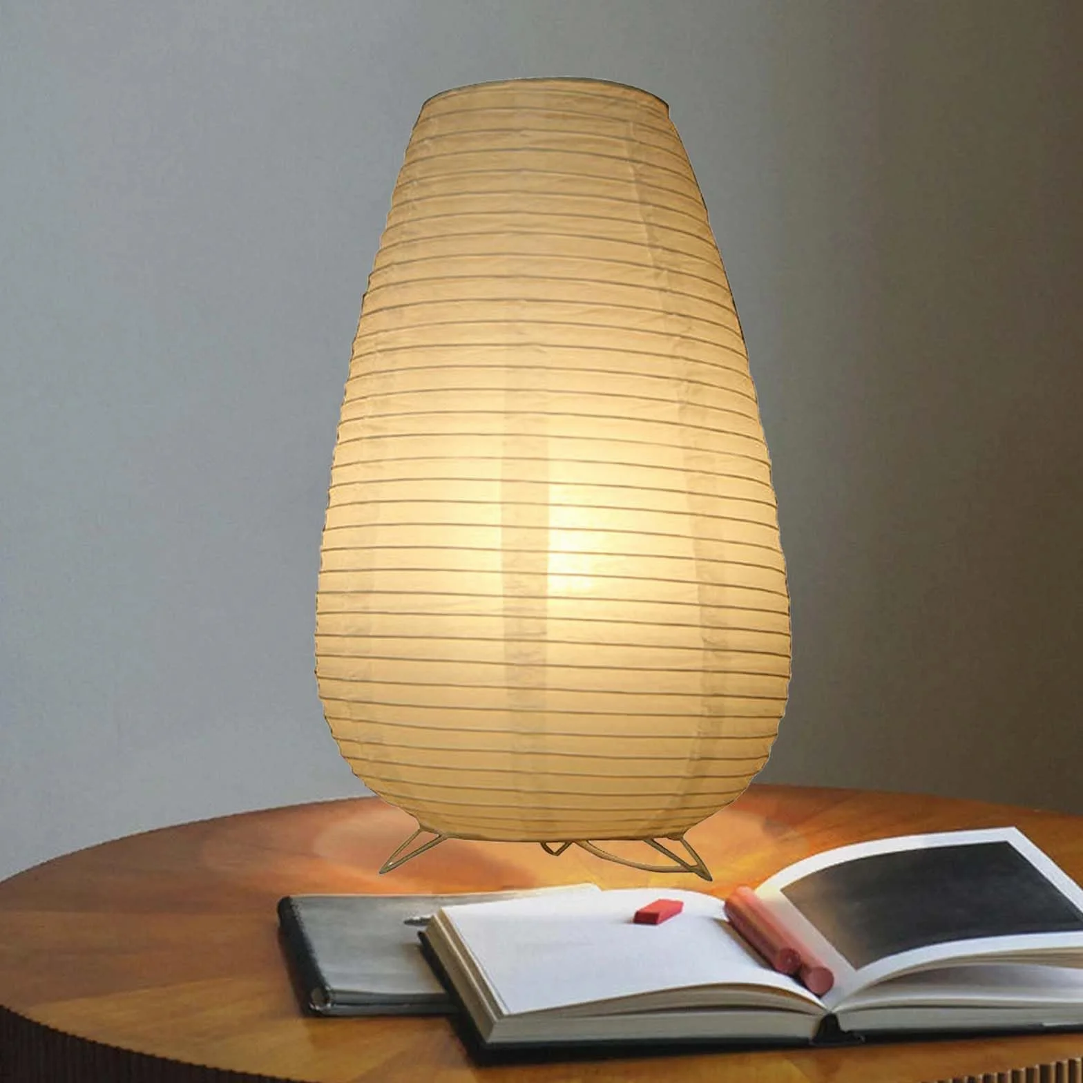 Klosz lampy z papieru ryżowego, papierowa lampa stołowa, biała, lampka nocna, lampa stojąca, lampa stołowa, abażur z oprawką E14, przełącznik i żarówka, okrągła lampa wisząca, kabel 1,8 m, wys. 33 cm