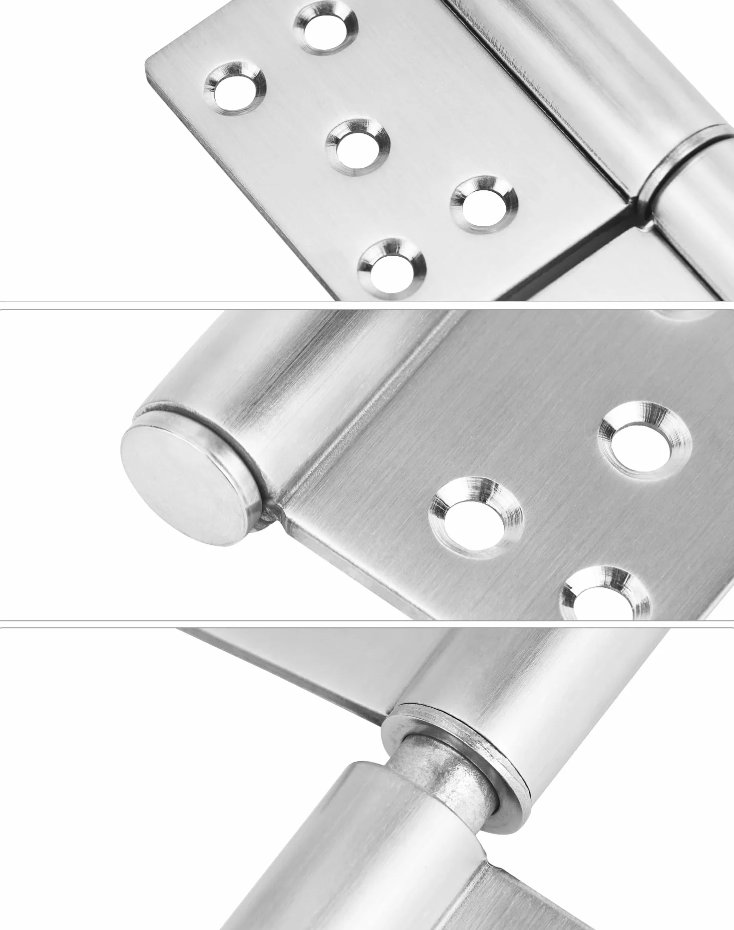 QWORK® 2 szt. zawias do drzwi ze stali nierdzewnej zawiasy do dużych obciążeń zawias przykręcany do drzwi drewnianych, kąt otwarcia 360 stopni, 132x100x18mm