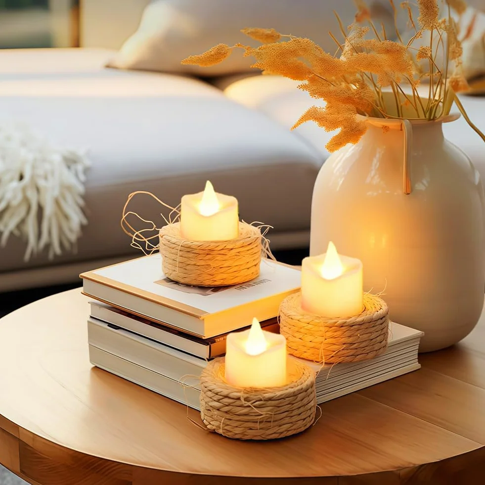 flintronic 24 szt. Świeczki LED Tea Light, zasilane bateryjnie, bezpłomieniowe świeczki Tea Light, realistyczne i jasne elektryczne sztuczne świeczki na urodziny, Walentynki, Boże Narodzenie
