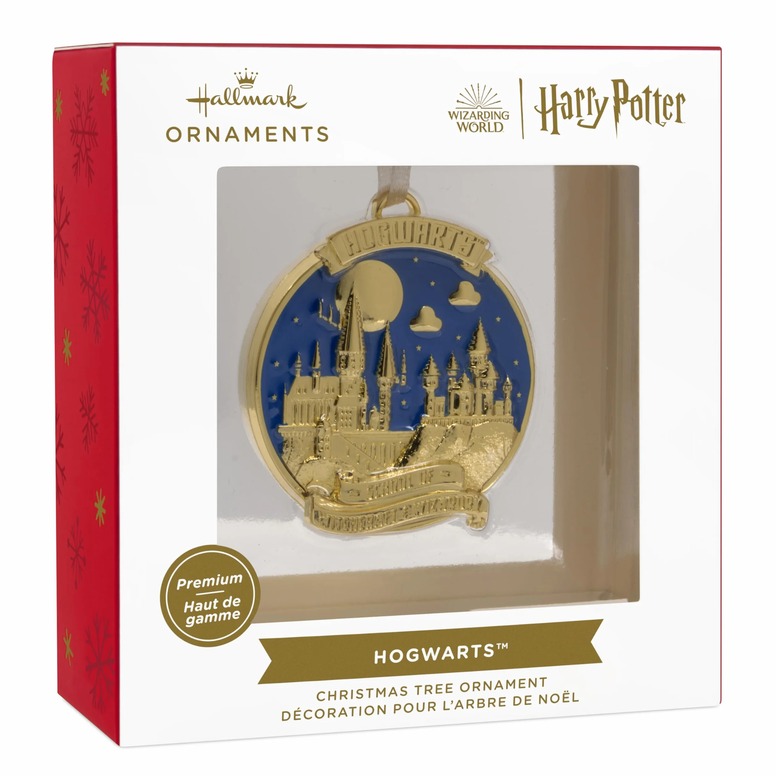 Hallmark Hogwarts School of Witchcraft & Wizardry Premium metalowa ozdoba, scena nocna, dekoracja drzewa Harry'ego Pottera, świąteczna wisząca ozdoba, prezenty na Boże Narodzenie