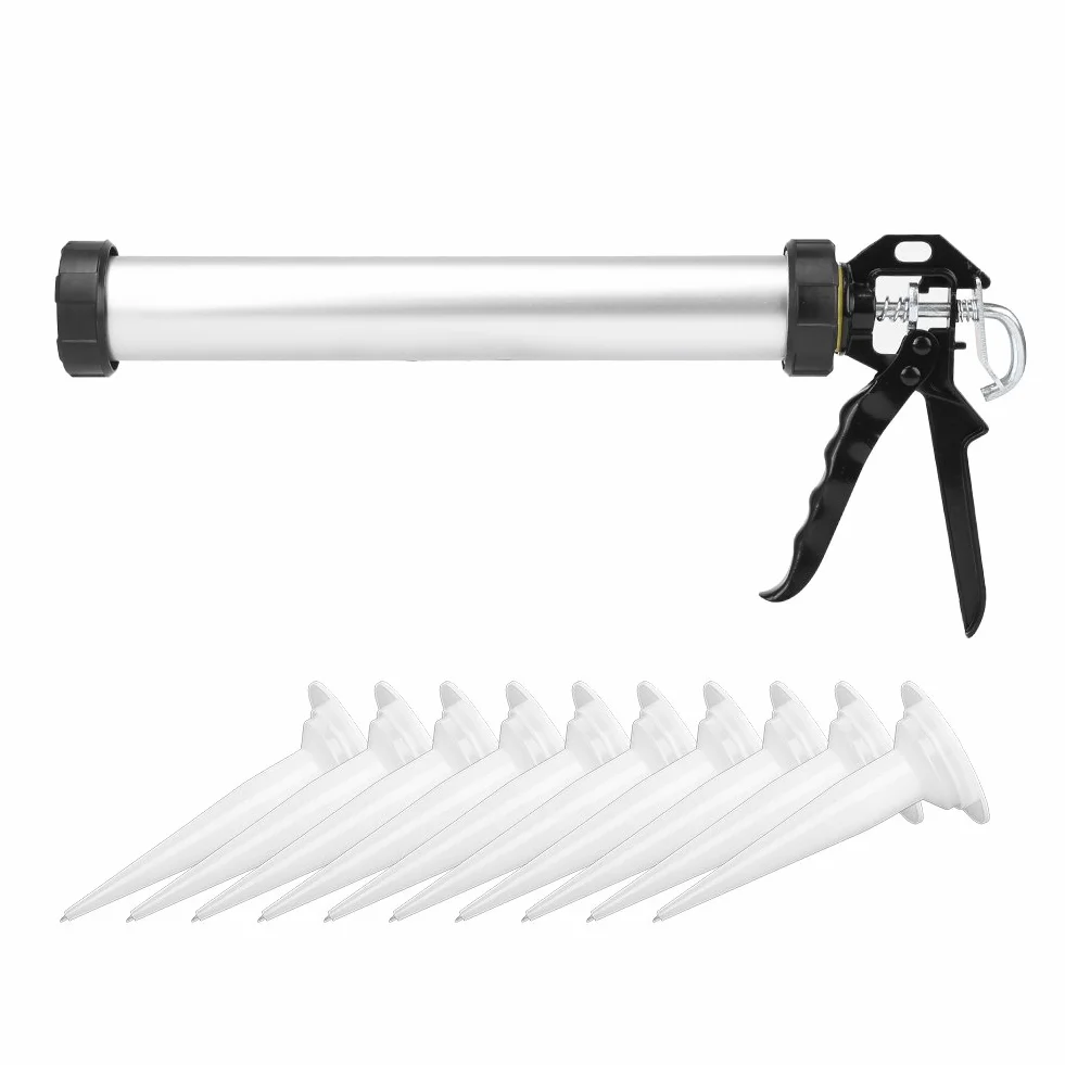 Ręczny Pistolet do Rur Aluminiowych, 600 ml, Silikonowa Prasa do Uszczelniania z 10 Dyszami