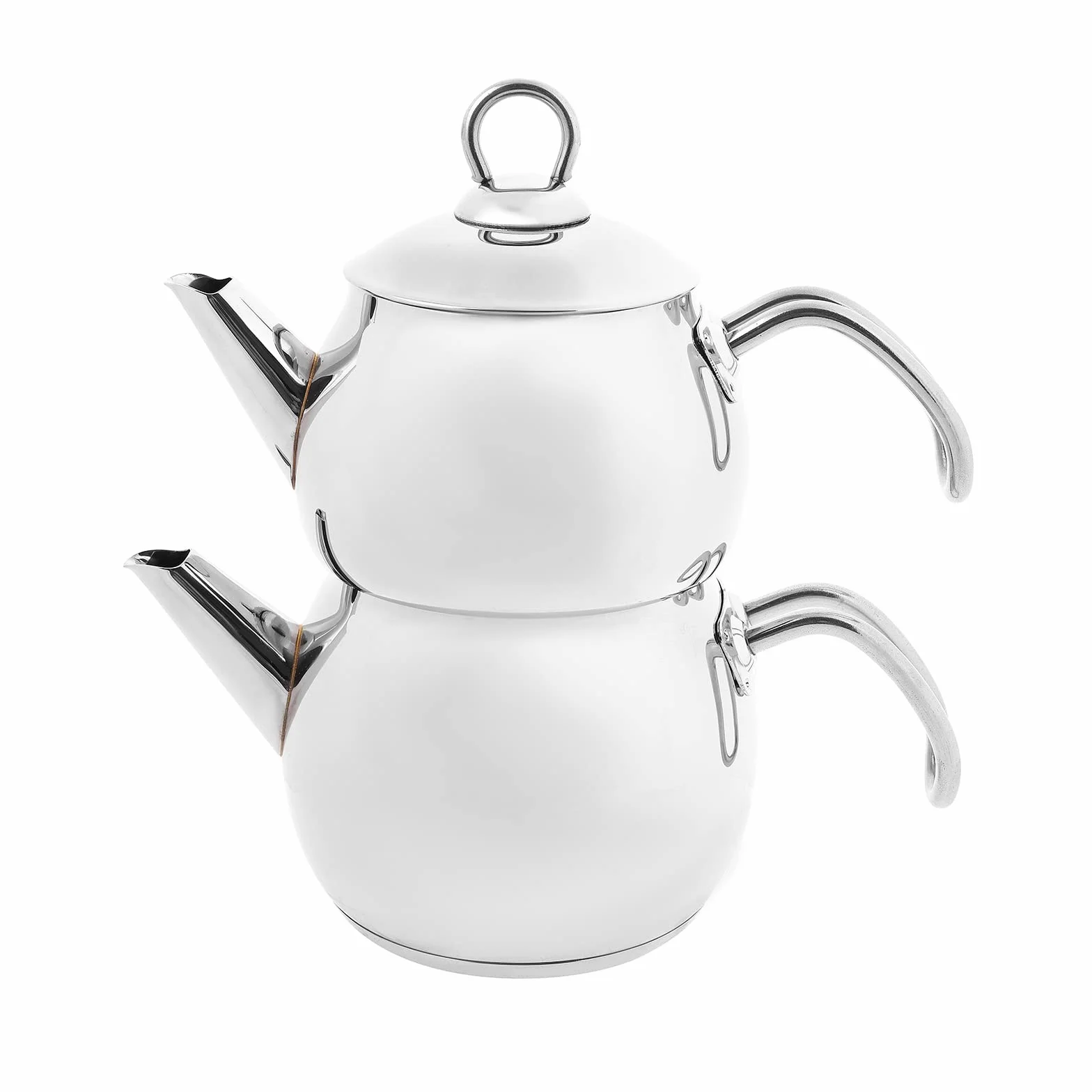 Karaca Adelya Mini zestaw czajniczek do herbaty, metalowy czajniczek, 0,65 l + pokrywka czajnika, 1,1 l, turecki zaparzacz do herbaty, stal nierdzewna, indukcyjny, nadaje się do mycia w zmywarce,