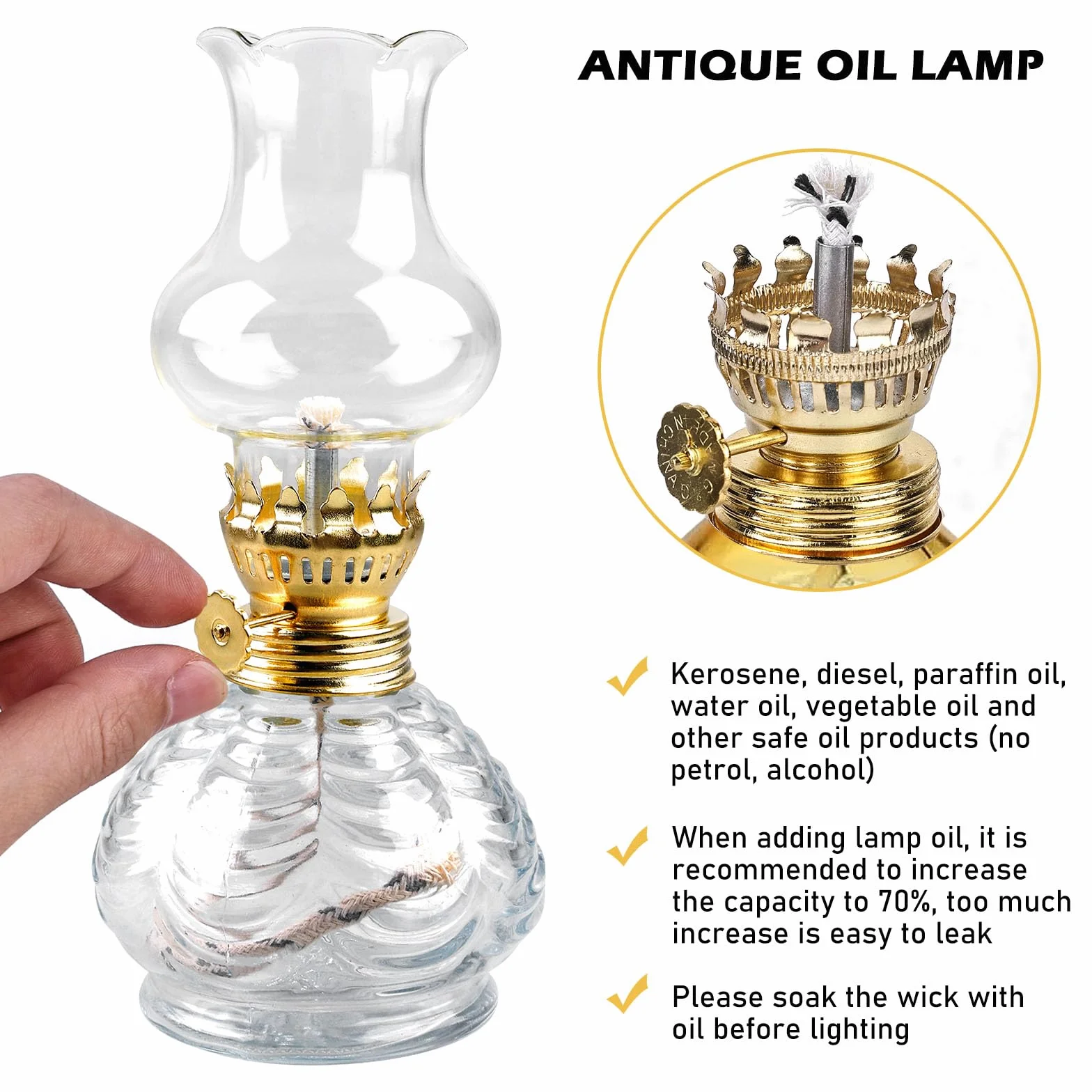 BORDEAG Lampa naftowa 2 sztuki szklana latarnia sztormowa vintage do wnętrz ogrodu kemping