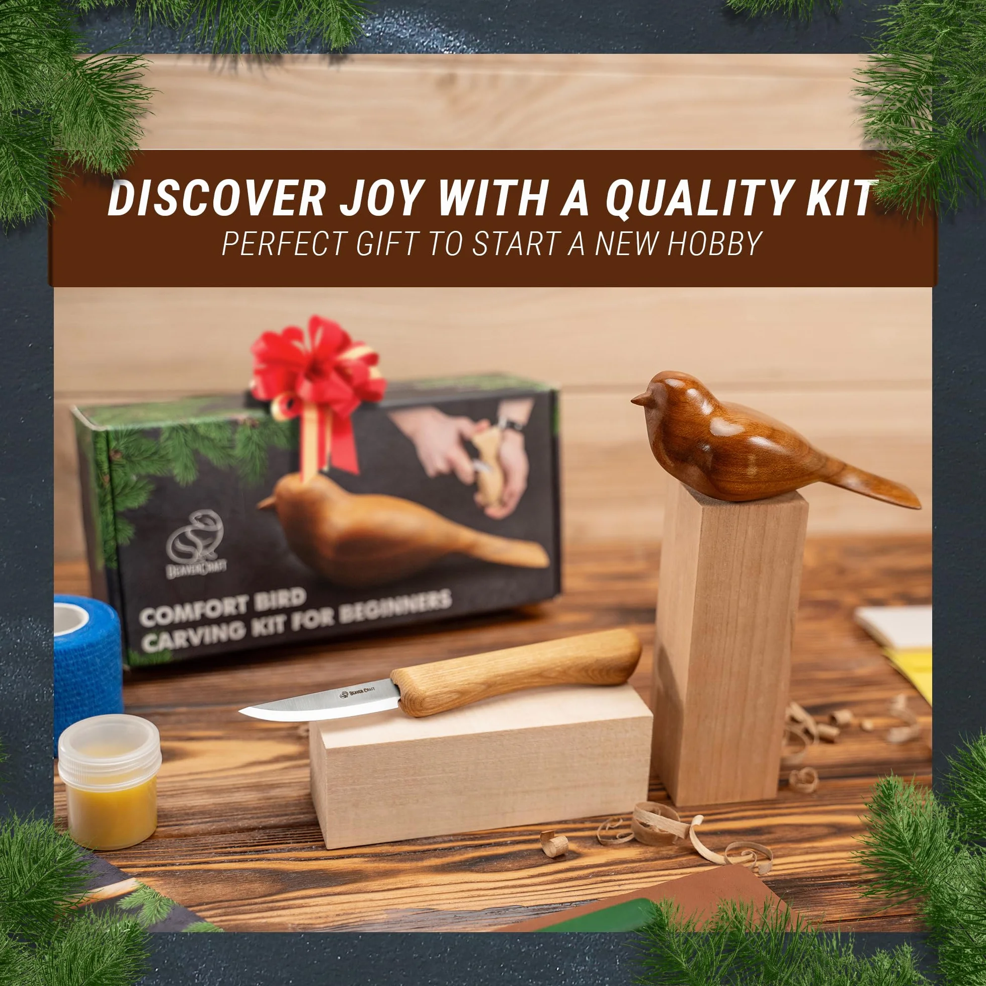 BeaverCraft Zestaw do rzeźbienia w drewnie Comfort Bird DIY dla dorosłych, hobby, zestaw noży do strugania dla początkujących, zestawy do majsterkowania dla dzieci zestaw noży do rzeźbienia w drewnie
