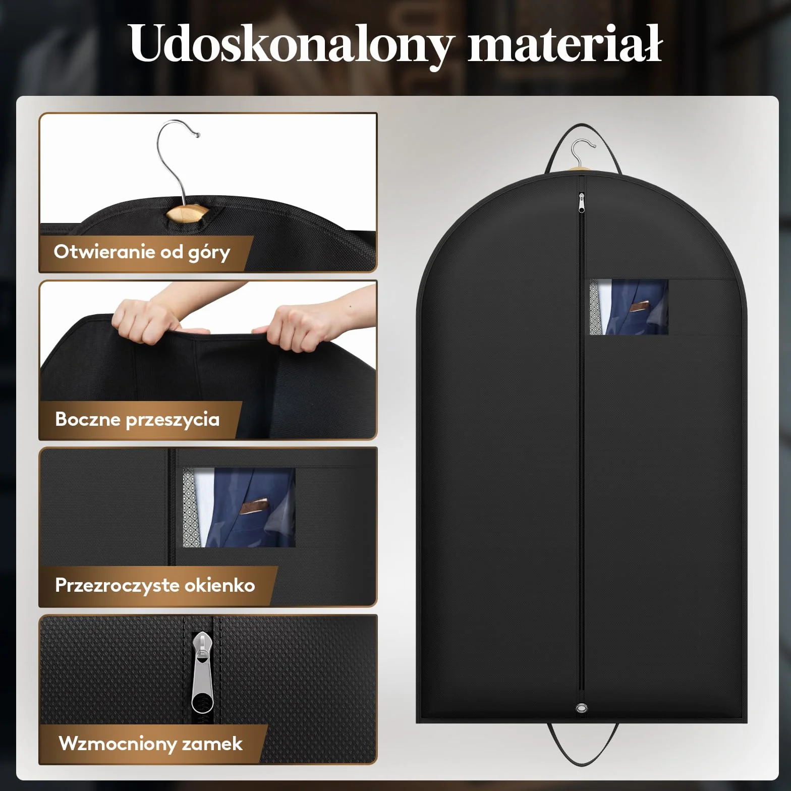 Lifewit Pokrowiec na Ubrania z 1 Workiem na Buty, Trwały Wodoodporny Pokrowiec Wiszący, Składane Etui do Przechowywania Odzieży do Szafy i Podróży, 100 x 60 cm, Zestaw 3 Sztuk