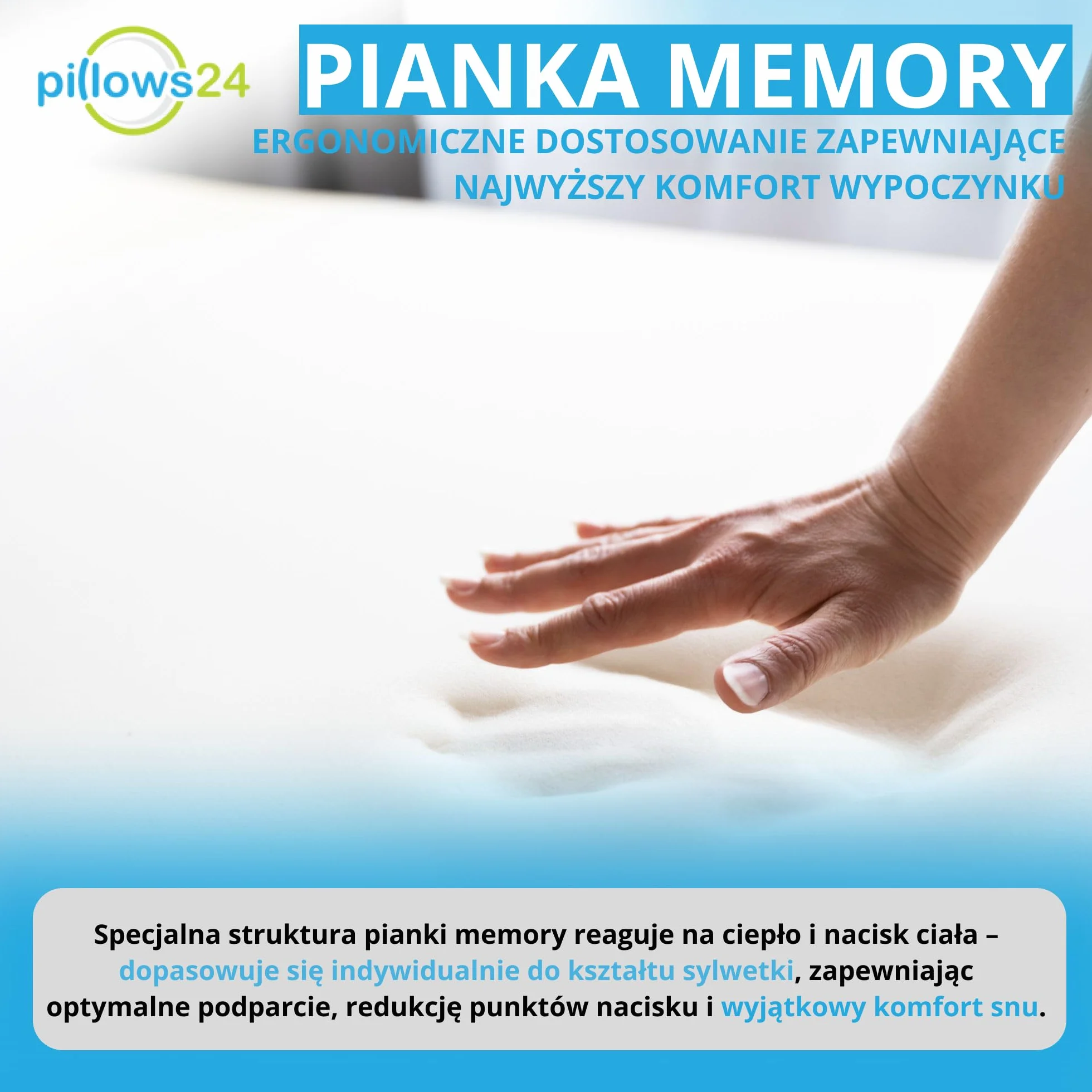 Topper na materac 120x200 cm z pianki memory | Wysokość 6 cm | Dwustronny model | Paski mocujące | Pokrowiec z zamkiem | OEKO-TEX | Made in EU | Nakładka na materac do każdego łóżka