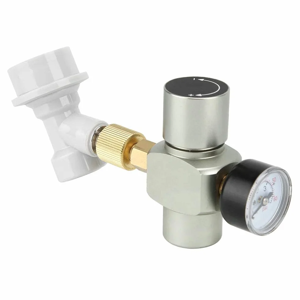 Fdit Keg Charger mini regulator CO2 do piwa z instrukcją bezpieczeństwa (może nie być dostępna w języku polskim), zawór ograniczający ciśnienie 0-60 psi, wielokrotne pakowanie