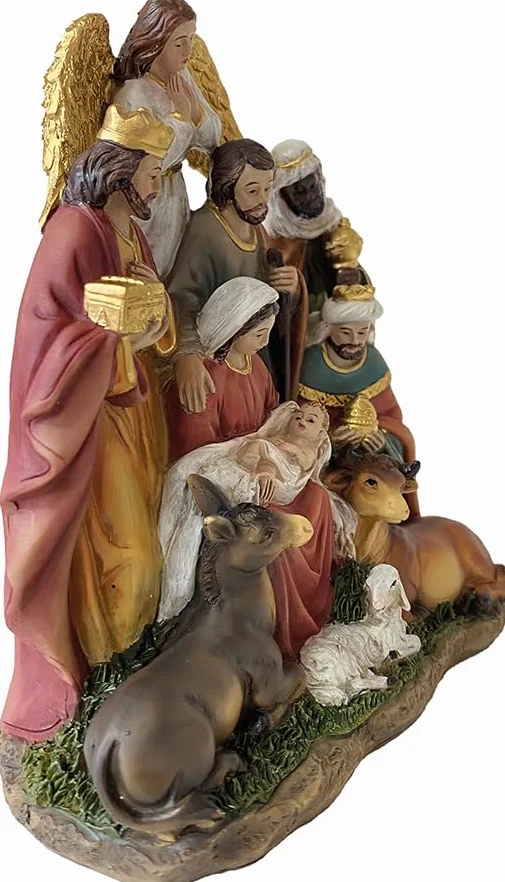 FADEDA Święta Rodzina, Blok szopkowy/Wysokość: 15 cm/ręcznie malowane/szczegółowe figurki szopkowe - Świąteczna dekoracja stołowa Akcesoria do szopki